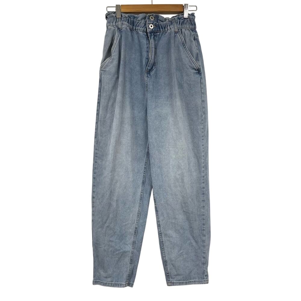 91 Cotton On Light Wash Paper-bag Waist Mom Jeans Womens 6